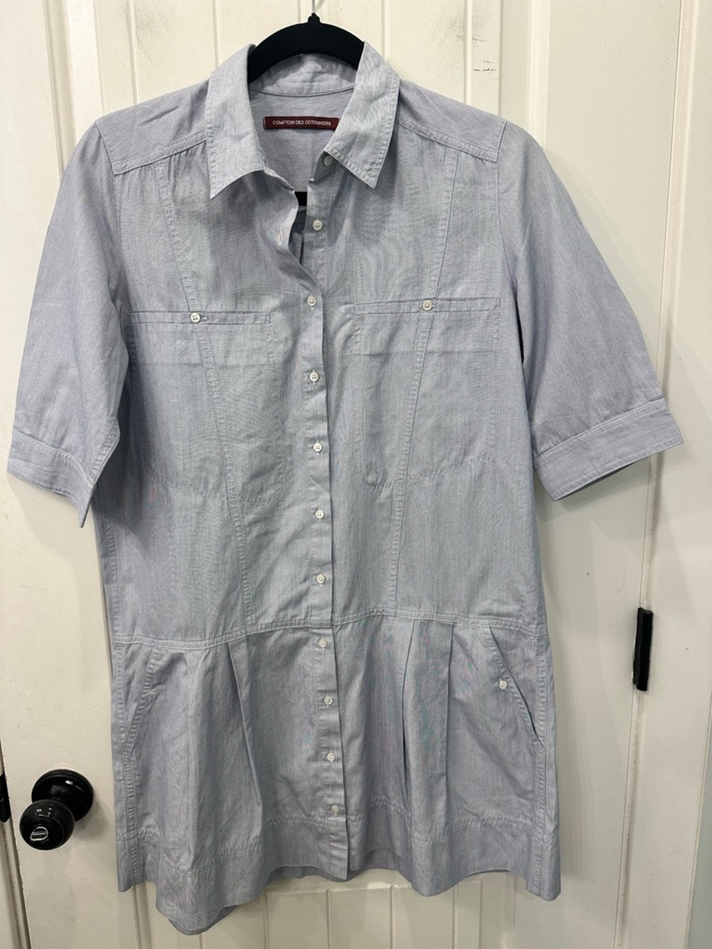 Comptoir des Cotonniers Blue Shirt Dress Effortless French Parisian Chic